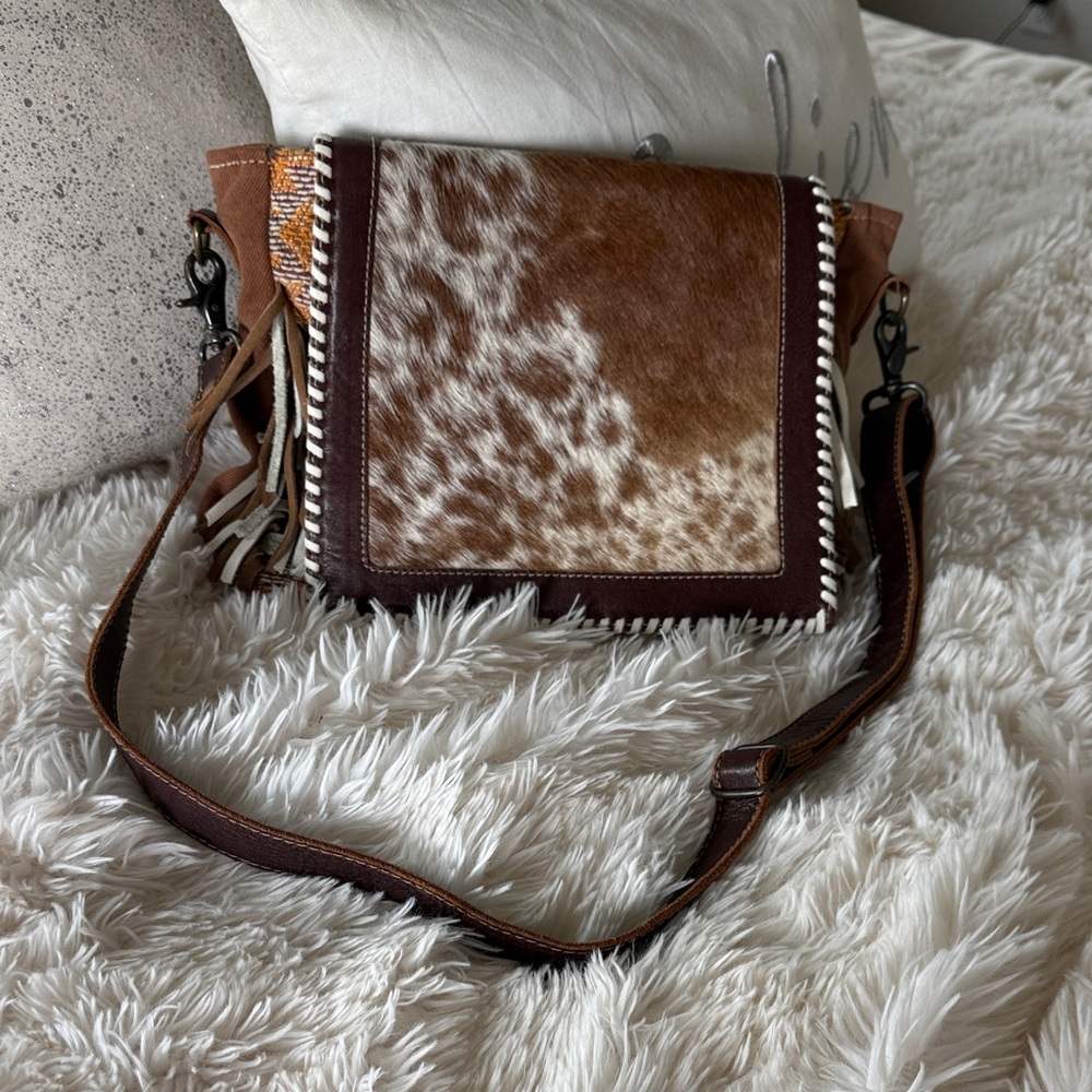 Myra Bag Brown and White Crossbody